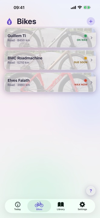 The Bikes list showing every bike's status