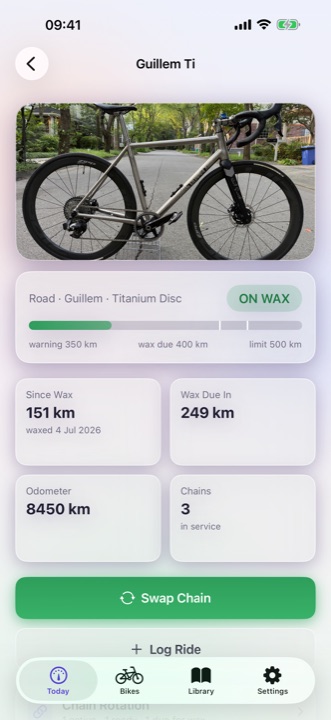 A bike's wax countdown screen